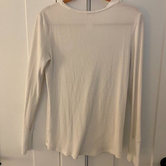 Scotch & Soda Rib Knit, Grandad long sleeve shirt, White, Size large - Picture 2 of 2